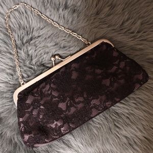 Banana Republic Black Lace Clutch with Chain Strap